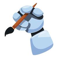 Robot hand holding paint brush creating modern art vector