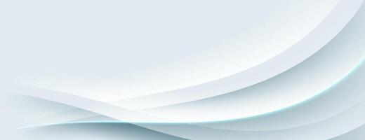 white abstract wave background with blue light copy space area vector