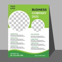 Flyer brochure design, business cover size A4 template, geometric rounded green and black color Free vector