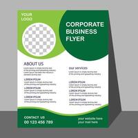 Flyer brochure design, business cover size A4 template, geometric rounded green and black color vector