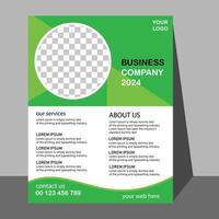 Flyer brochure design, business cover size A4 template, geometric rounded green and black color Free vector