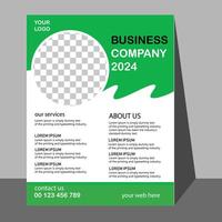 Flyer brochure design, business cover size A4 template, geometric rounded green and black color Free vector