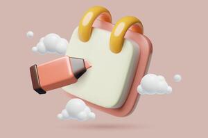 3d Notepad blank page and marker pen with clouds planning, accounting business background vector