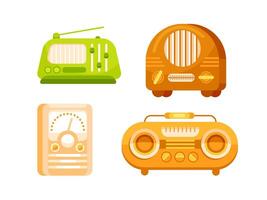 Four different types of audio devices illustrating the evolution of music broadcasting technology vector