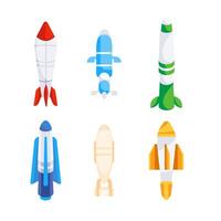 Space rockets launching to the sky. Exploring the universe, space travel and futuristic technology concept vector