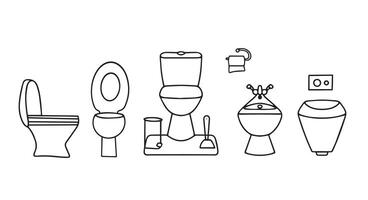 Set of toilets in doodle style. Toilet with toilet paper. . illustration. illustration vector