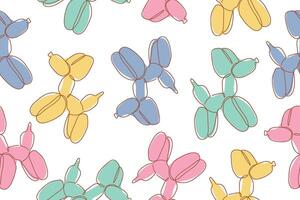 Seamless pattern of colorful balloons. Colorful drawing of inflatable toys made of twisted balloons. Design element for packaging, greeting card, invitation card, print, flyer, banner. . vector