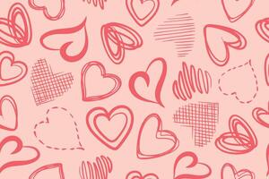 Seamless pattern of hearts of different shapes. Modern abstract background with beautiful hearts. illustration. vector