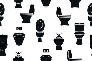 Seamless pattern of black toilets. Toilet icons. illustration vector