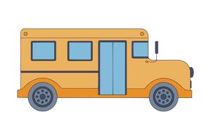 School bus in doodle style on white background, illustration. Back to school. School bus illustration for website or printed educational project. vector