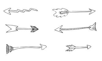 Set of black hand drawn arrows. Hipster ethnic elements isolated on white background. vector