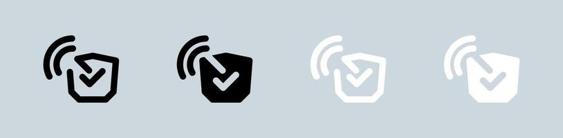 Secure connection icon set in black and white. Network signs illustration. vector