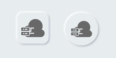 Cloud computing solid icon in neomorphic design style. Server signs illustration. vector