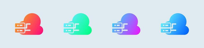 Cloud computing solid icon in gradient colors. Server signs illustration. vector