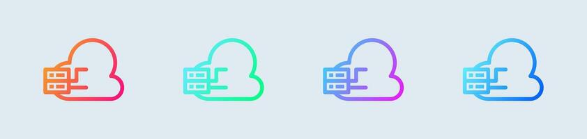Cloud computing line icon in gradient colors. Server signs illustration. vector