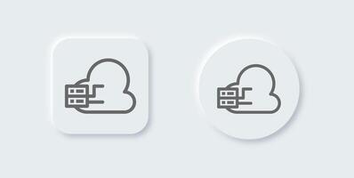 Cloud computing line icon in neomorphic design style. Server signs illustration. vector