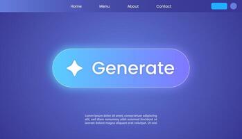 Generate artificial intelligence landing page. Machine learning technology concept. vector