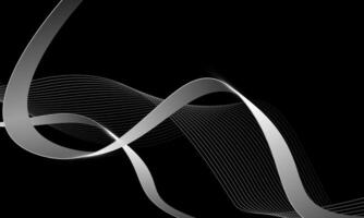 Abstract silver ribbon curve wave overlap on black design modern luxury background vector