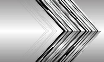 Abstract silver arrow black line circuit cyber geometric design modern futuristic technology background vector