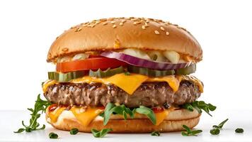 big hamburger on white background photo