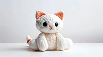 toy cat on white background photo