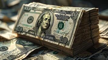 stack of dollar bills photo