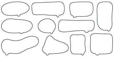 Collection of empty word bubbles outline on transparent background in doodle style. Comic tooltip for text. Retro empty comic bubble. illustration vector