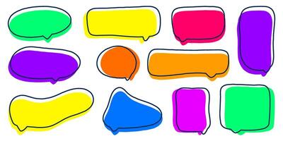 Set of bright clouds for text on transparent background. graphics in the style of the 90s. game notifications and dialog. Text in the cloud vector