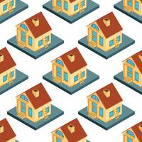 City isometric seamless pattern of the house, repetitive background. vector