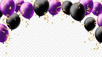 Festive element template banner background with realistic balloon and confetti vector