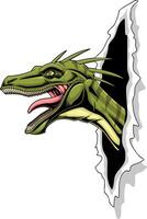 Raptor Dinosaur Ripping Out Paper Background Graphic Design vector