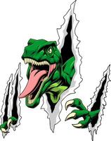 Tyrannosaurus Rex Dinosaur Ripping Out Paper Background Graphic Design vector