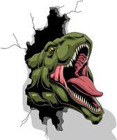 T-Rex Dinosaur Breaks The Wall Graphic Design vector