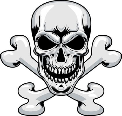 Skull With Crossbones Pirate symbol Jolly Roger Graphic Logo Design