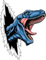 Angry Dinosaur Breaks The Paper Graphic Design vector