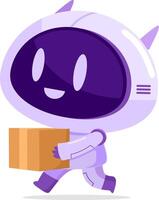 AI Robot Chat Bot Cartoon Character Delivery A Box vector