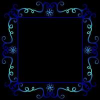 Beautiful blue patterned frame on a black background vector
