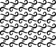 Black abstract pattern in the form of flowers and wavy lines on a white background vector