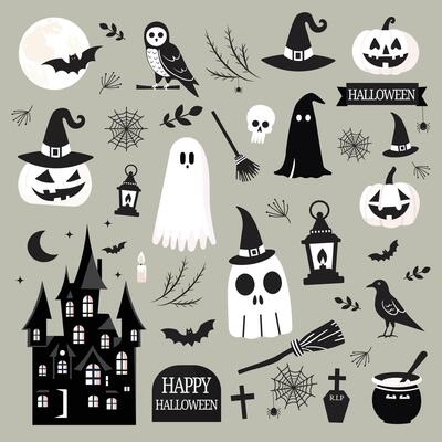 Halloween element set collection flat design