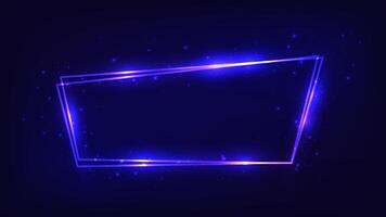 Neon double frame with shining effects vector
