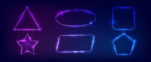 Neon double frame with shining effects vector