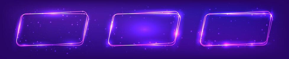 Neon double rounded parallelogram frame vector