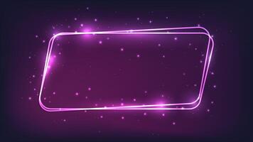 Neon rounded parallelogram frame vector