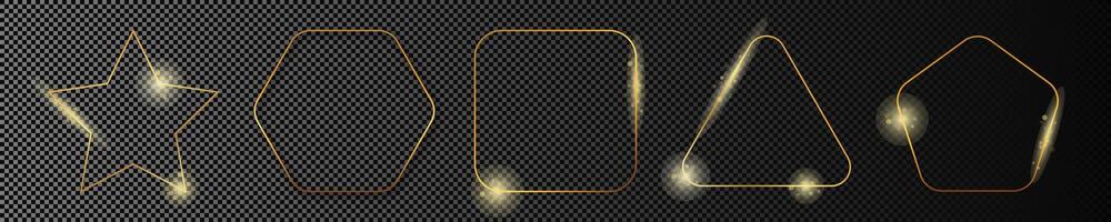 Gold glowing different geometric shape frame vector