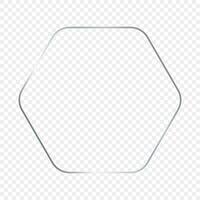 Silver glowing rounded hexagon frame vector