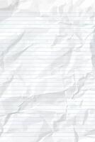 White clean crumpled notebook paper with lines vector