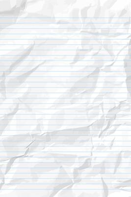 White clean crumpled notebook paper with lines