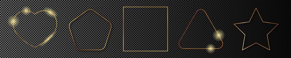 Gold glowing different geometric shape frame vector
