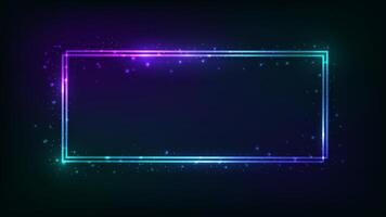 Neon double rectangular frame vector