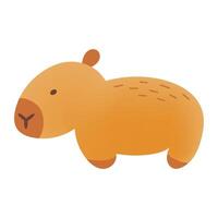 Cute hand draw capybara isolated on white background.Childish,kids print. illustration. Cartoon characters.Flat style with mesh gradient.Brown color.For wrapping and wallpaper. vector